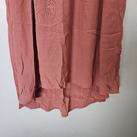 Skies Are Blue Women's Small Pink Puff Sleeve Midi Sundress Knee Length Surplice - Picture 6 of 9